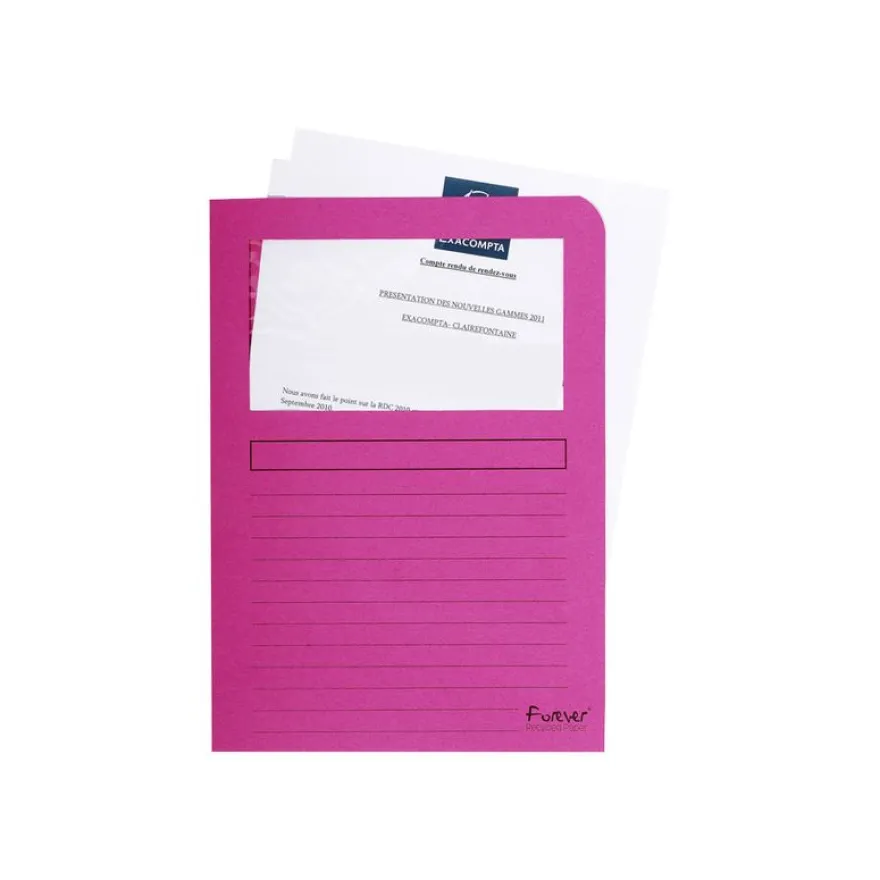 Exacompta Forever - 10 Chemises à fenêtre - 130 gr - couleurs assorties