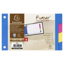 Exacompta Forever - Intercalaire 4 positions - pour fiches Bristol 10 x 15 cm - carte recyclée