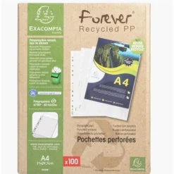 Exacompta Forever Opak - pochette perforée - pour A4 - crystal translucide (pack de 100)
