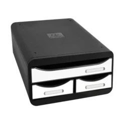 Exacompta Glossy - Module de classement 3 tiroirs - noir/blanc