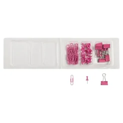 Exacompta Iderama - Kit de 58 attaches (pince-notes, trombones et punaises) - rose