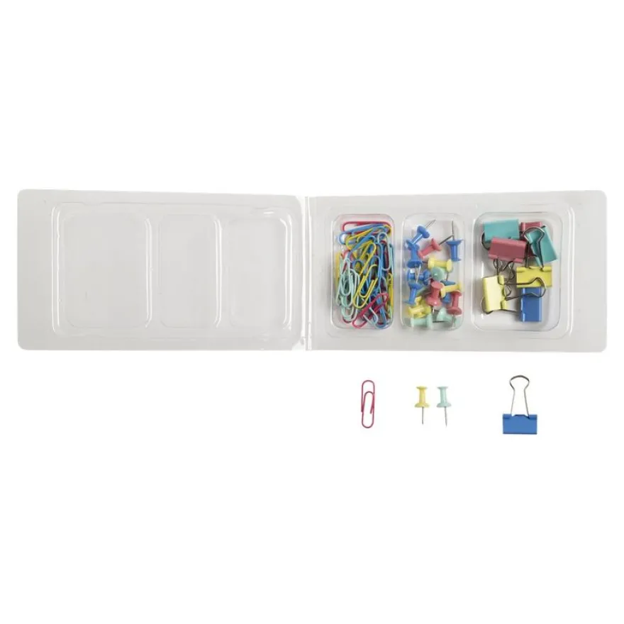 Exacompta Iderama - Kit de 58 attaches (pince-notes, trombones et punaise - couleurs pastels assorties