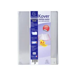 Exacompta Kover - Protège cahier avec rabats-pochettes - 24 x 32 cm - Incolore translucide