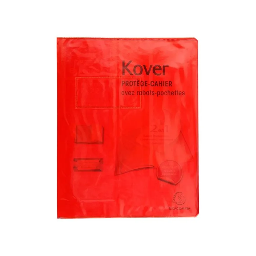 Exacompta Kover - Protège cahier avec rabats-pochettes - 17 x 22 cm - Disponible dans différentes couleurs translucides