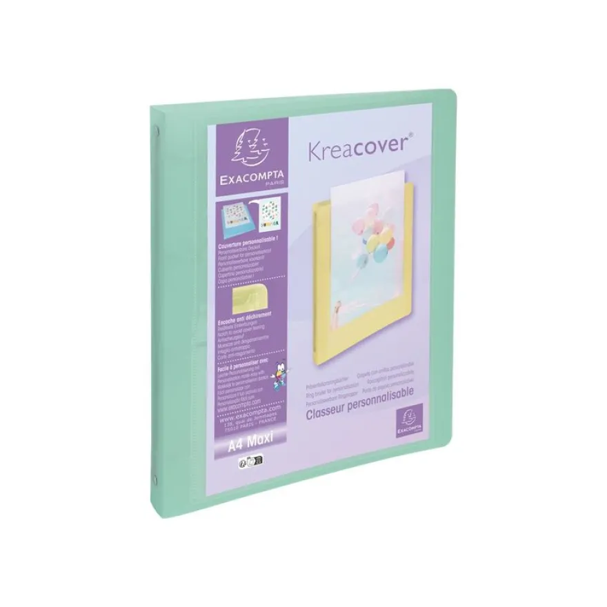 Exacompta Kréacover Pastel - Classeur à anneaux personnalisable - Dos 40 mm - A4 - pour 275 feuilles - disponible dans différentes couleurs