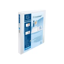 Exacompta Kreacover - Classeur à anneaux personnalisable - Dos 30 mm - A4 Maxi - pour 200 feuilles - blanc - 2 pochettes extérieures