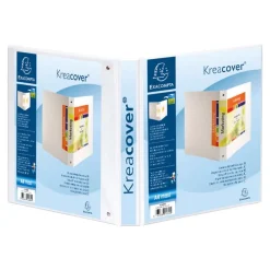 Exacompta Kreacover - Classeur à anneaux personnalisable - Dos 47 mm - A4 Maxi - pour 200 feuilles - blanc - 3 pochettes extérieures