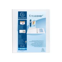 Exacompta Kreacover - Classeur à anneaux personnalisable - Dos 38 mm - A4 Maxi - pour 100 feuilles - blanc - 3 pochettes extérieures