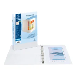 Exacompta Kreacover - Classeur à anneaux personnalisable - Dos 40 mm - A4 Maxi - pour 225 feuilles - blanc - 2 pochettes extérieures