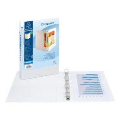 Exacompta Kreacover - Classeur à anneaux personnalisable - Dos 50 mm - A4 Maxi - blanc - 2 pochettes extérieures