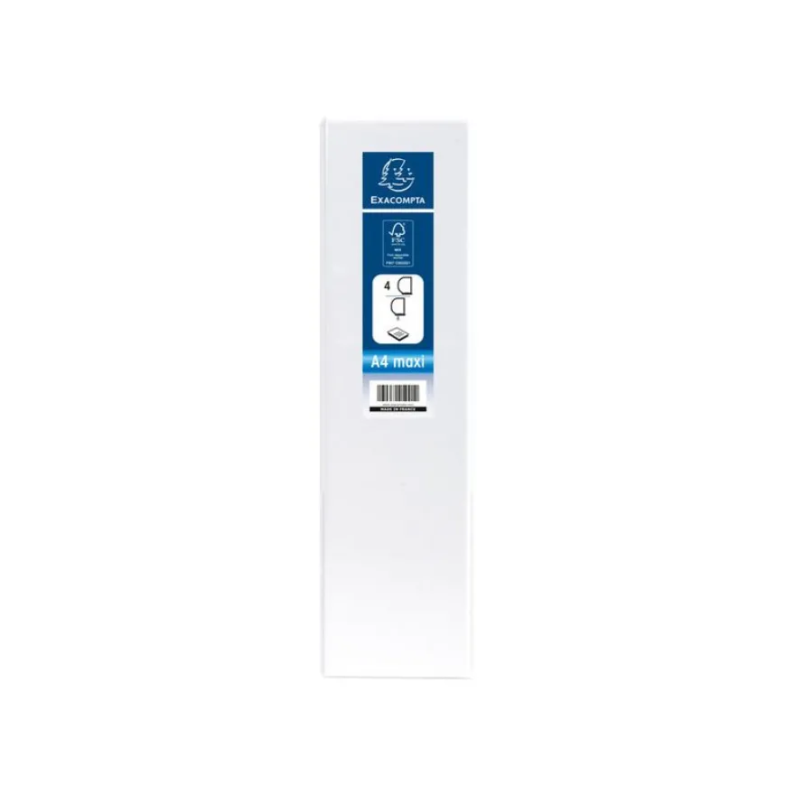 Exacompta Kreacover - Classeur à anneaux personnalisable - Dos 60 mm - A4 Maxi - blanc - 2 pochettes extérieures