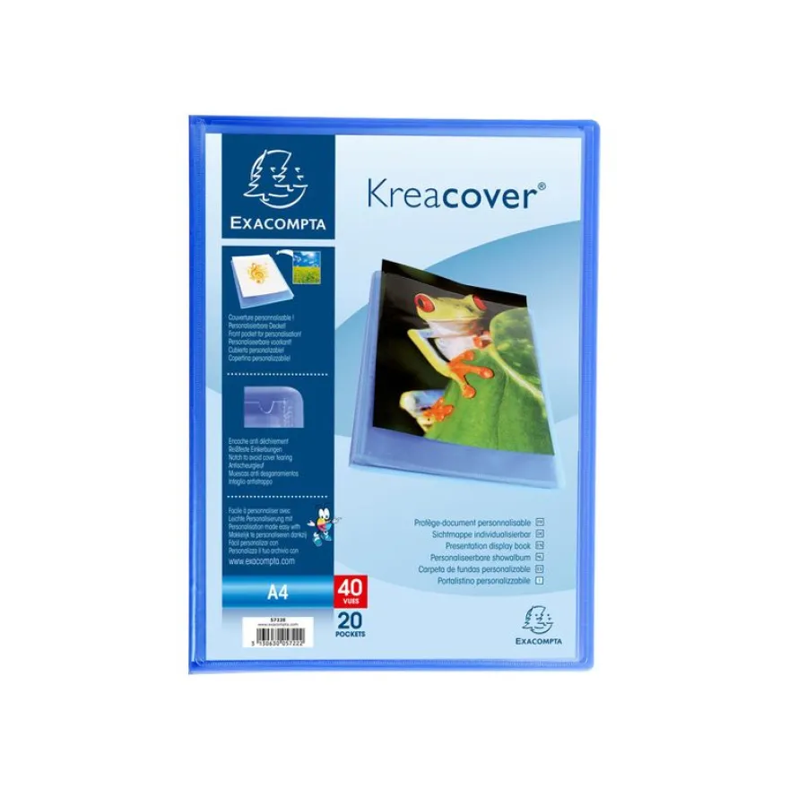 Exacompta KreaCover - Porte vues personnalisable - 40 vues - A4 - bleu