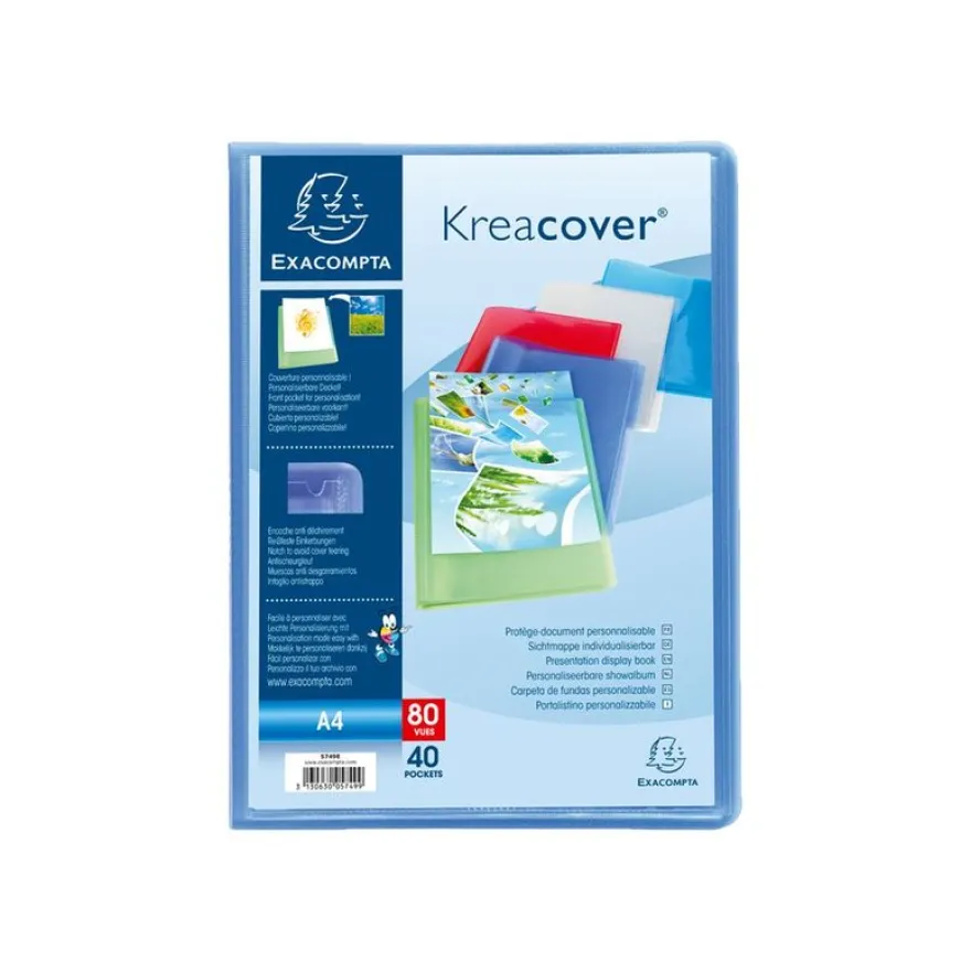 Exacompta KreaCover - Porte vues personnalisable - 80 vues - A4 - disponible dans différentes couleurs