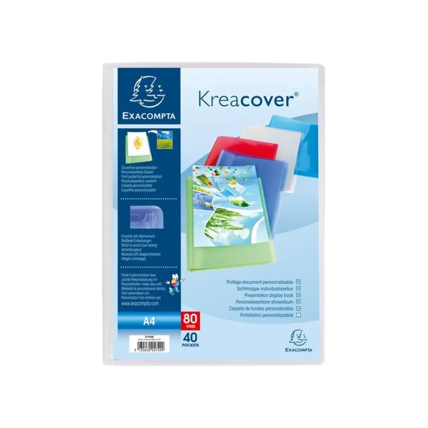 Exacompta KreaCover - Porte vues personnalisable - 80 vues - A4 - disponible dans différentes couleurs