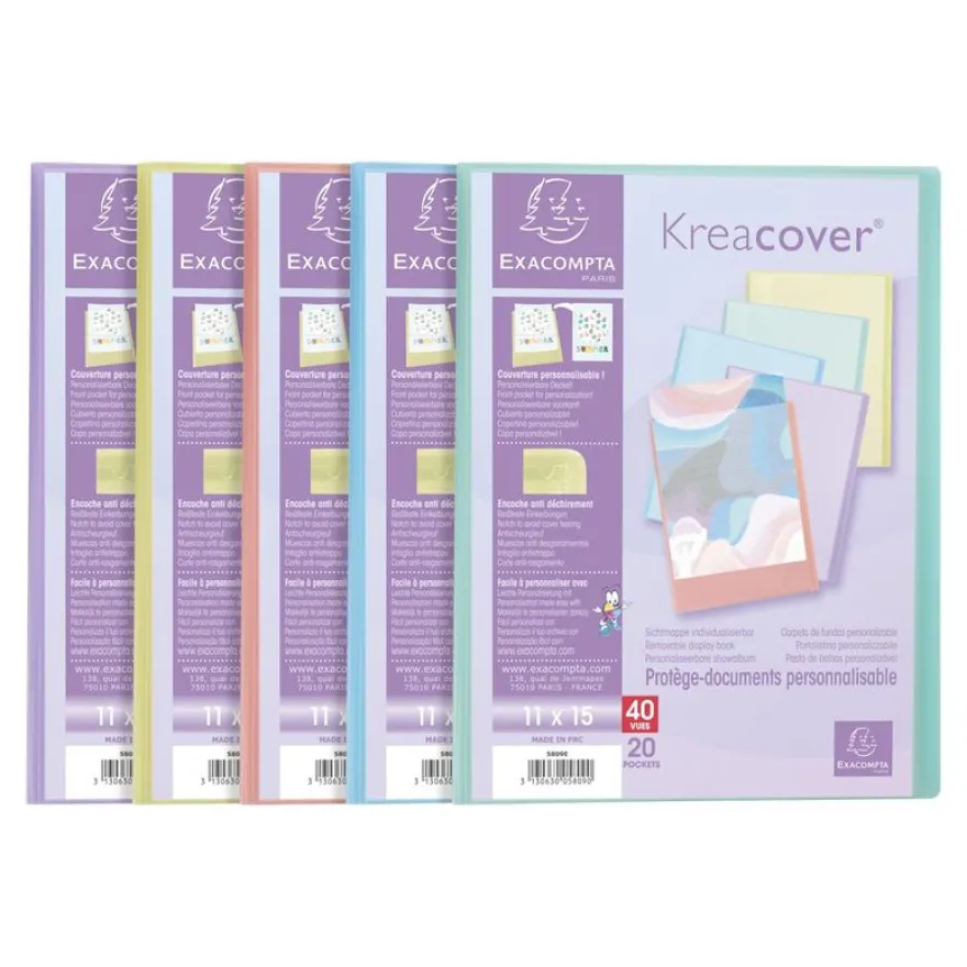 Exacompta Kreacover Pastel - Porte vues personnalisable - 40 vues - 11 x 15 cm - disponible dans différentes couleurs
