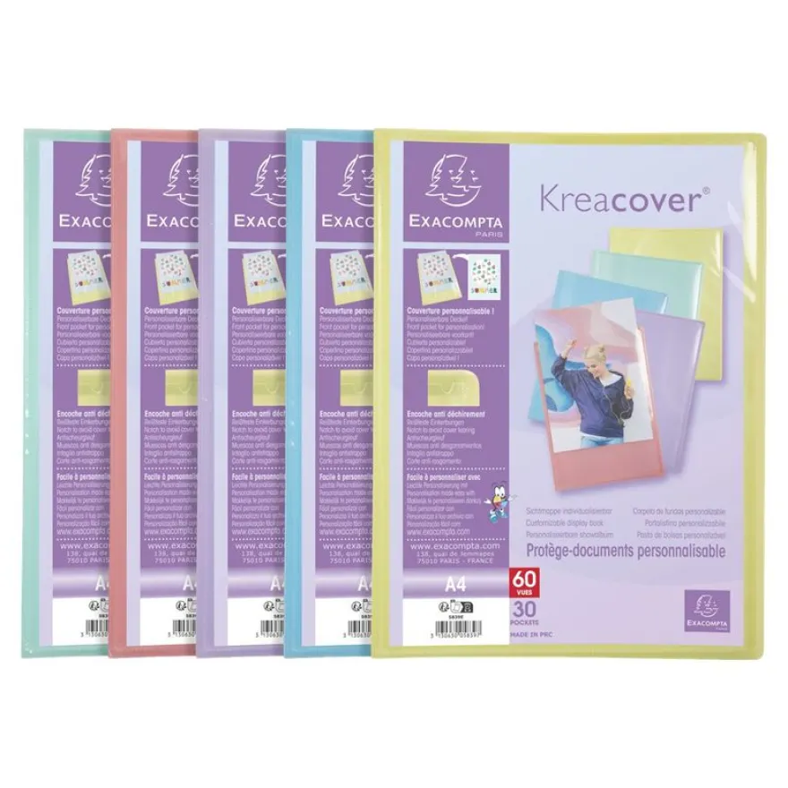 Exacompta Kreacover Pastel - Porte vues personnalisable - 60 vues - A4 - disponible dans différentes couleurs
