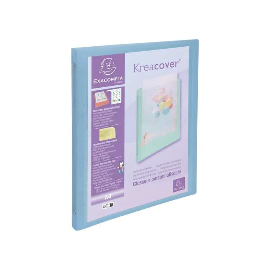 Exacompta Kreacover Pastel - Classeur 4 anneaux personnalisable - Dos 20 mm - A4 - pour 140 feuilles - disponible dans différentes couleurs