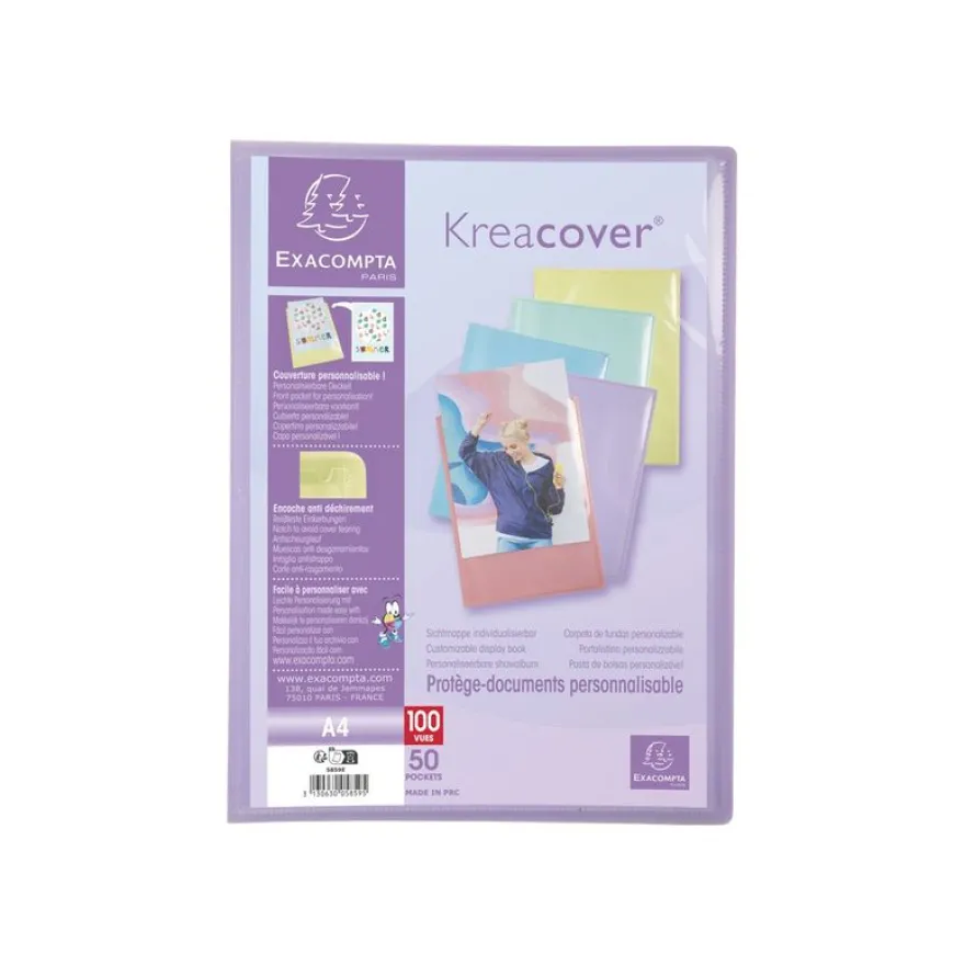 Exacompta Kreacover Pastel - Porte vues personnalisable - 100 vues - A4 - disponible dans différentes couleurs