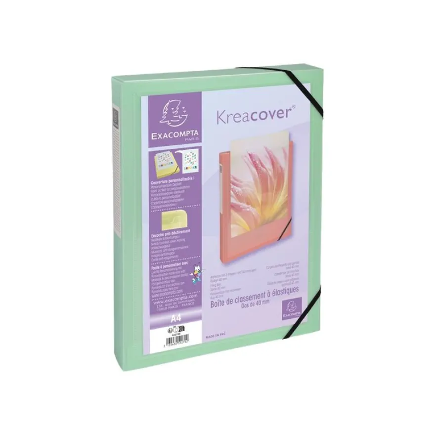Exacompta Kreacover Pastel - Boîte de classement personnalisable - dos 40 mm - disponible dans différentes couleurs pastels