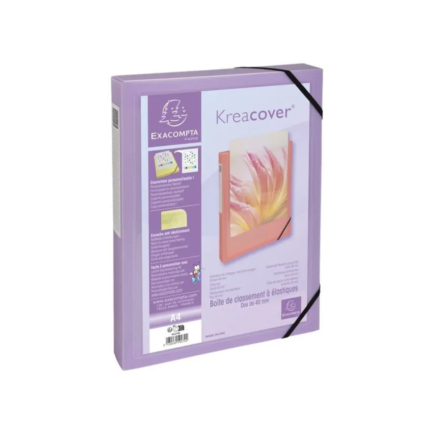 Exacompta Kreacover Pastel - Boîte de classement personnalisable - dos 40 mm - disponible dans différentes couleurs pastels