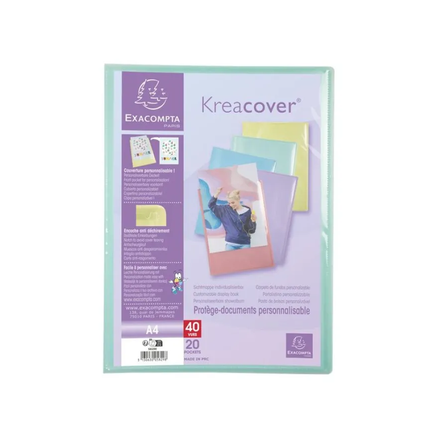 Exacompta Kreacover Pastel - Porte vues personnalisable - 40 vues - A4 - disponible dans différentes couleurs