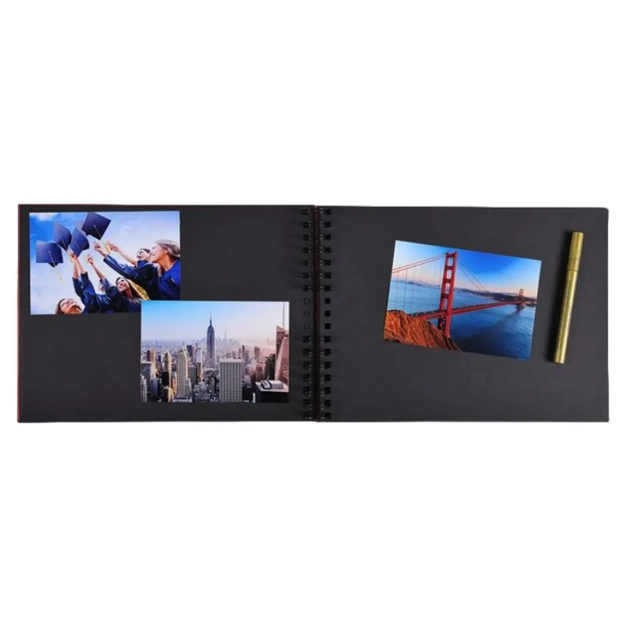 Exacompta Life - Album photo à spîrales 32 x 22 cm - 50 pages noires - rouge