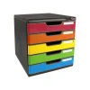 Exacompta Modulo Iderama - Module de classement 5 tiroirs - A4+ - noir/arlequin