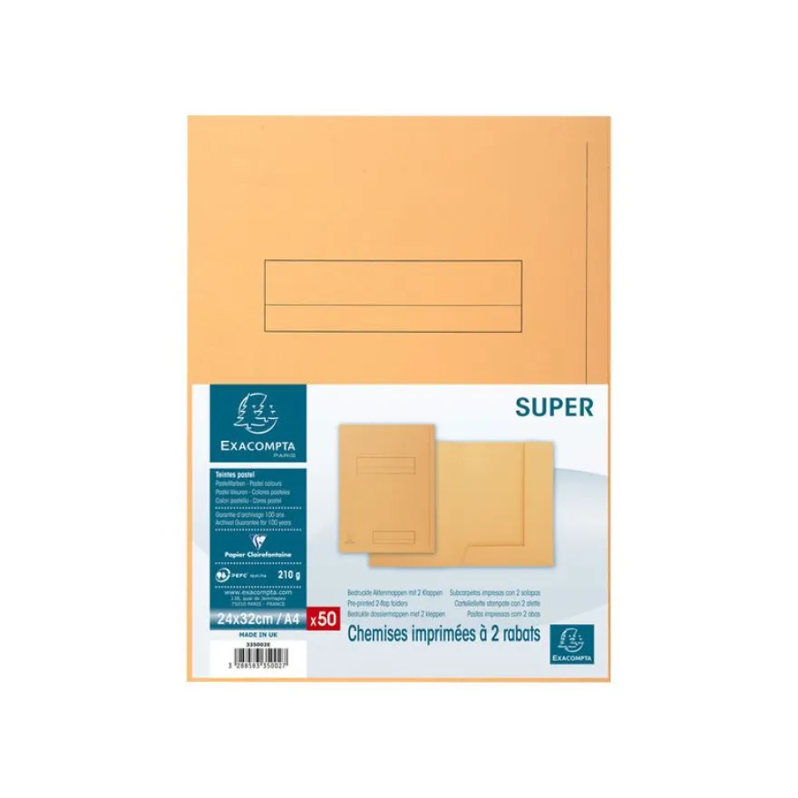 Exacompta Nature Future Jura 250 - Chemise à 2 rabats - pour A4 - capacité : 200 feuilles - crème (pack de 50)