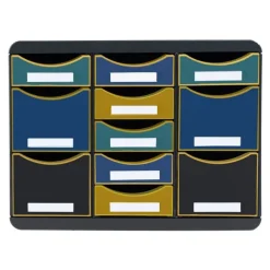 Exacompta Neo Deco - Module de classement 11 tiroirs - noir/multicolore