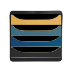 Exacompta NeoDeco - Module de classement 4 tiroirs - noir/bleu/or