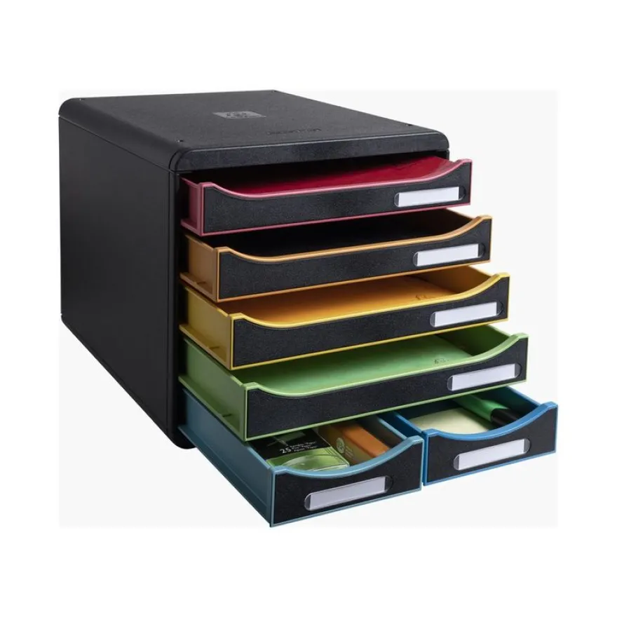 Exacompta Office Big Box - Module de classement 6 tiroirs - noir arlequin