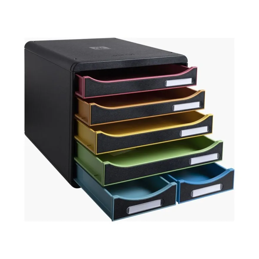 Exacompta Office Big Box - Module de classement 6 tiroirs - noir arlequin