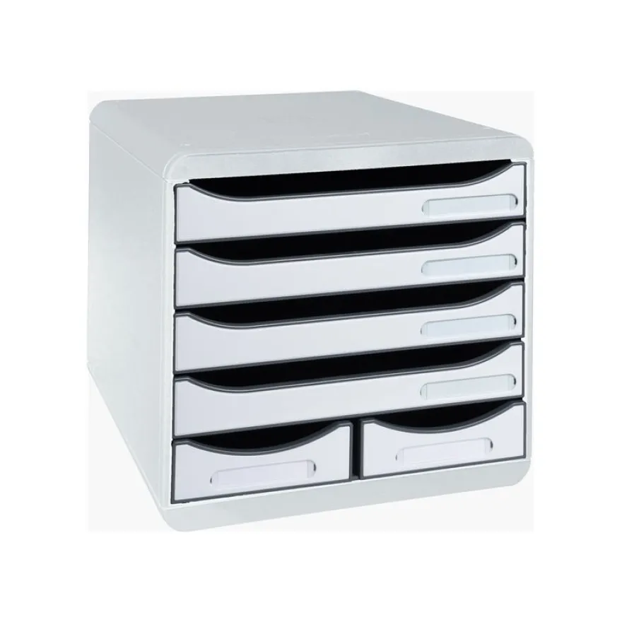 Exacompta Office Big Box - Module de classement 6 tiroirs - gris clair