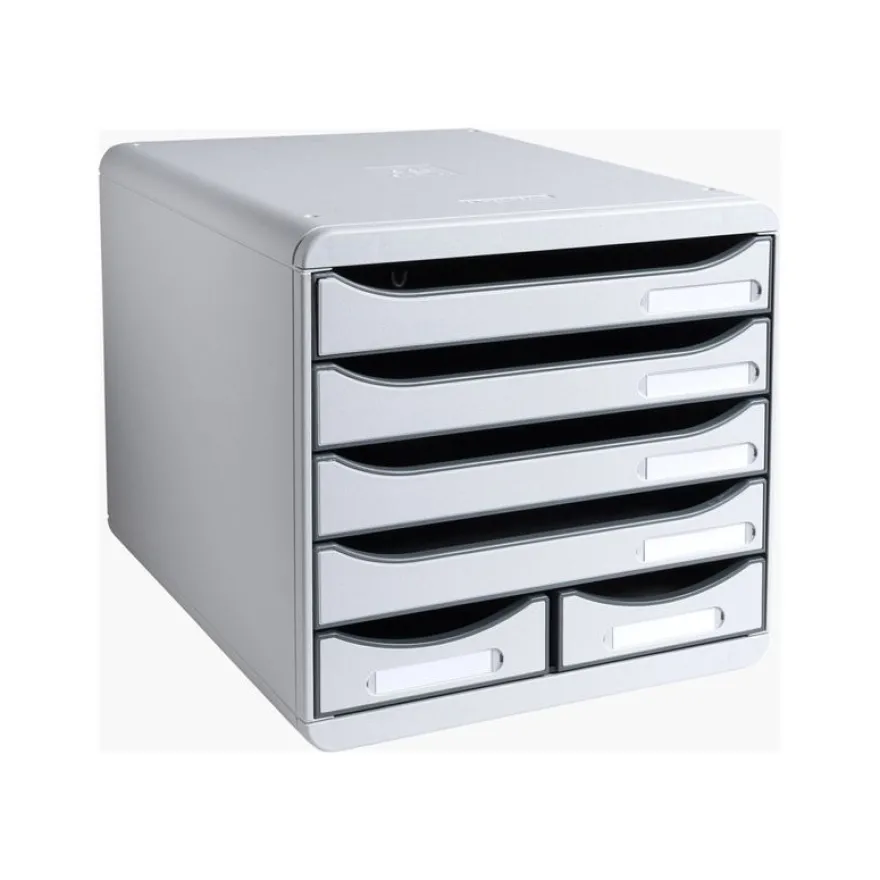 Exacompta Office Big Box - Module de classement 6 tiroirs - gris clair