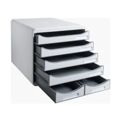 Exacompta Office Big Box - Module de classement 6 tiroirs - gris clair