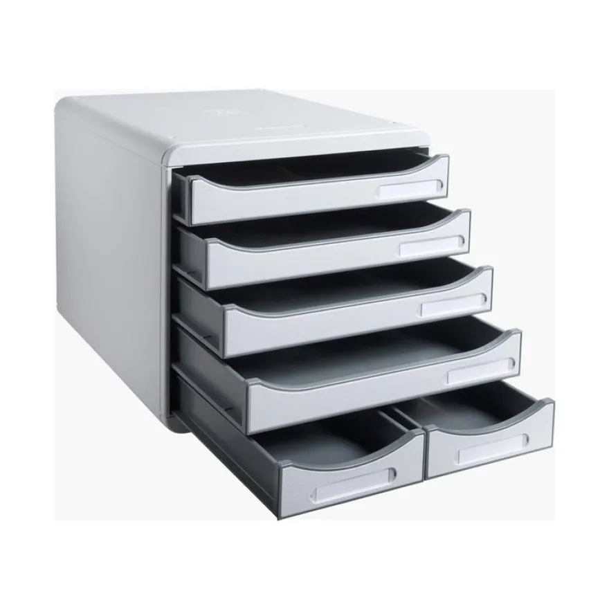 Exacompta Office Big Box - Module de classement 6 tiroirs - gris clair