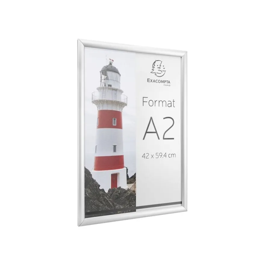 Exacompta Office cadre - Cadre mural clipsable pour A2 - aluminium/cristal