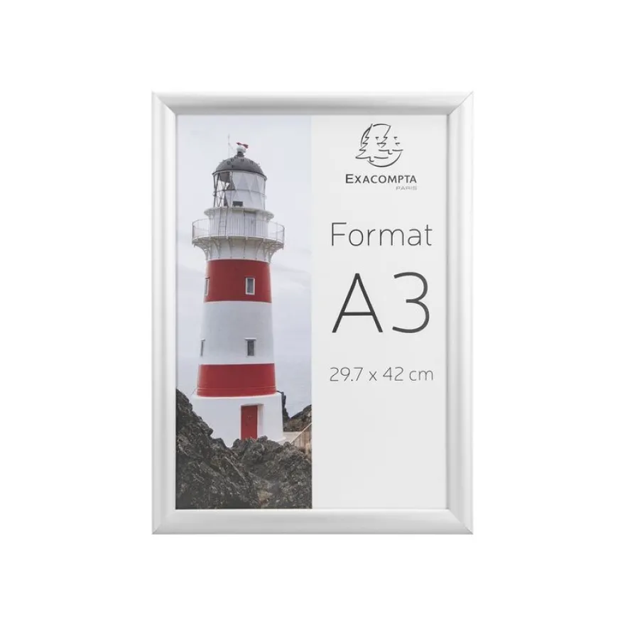Exacompta Office cadre - Cadre mural clipsable pour A3 - aluminium/cristal