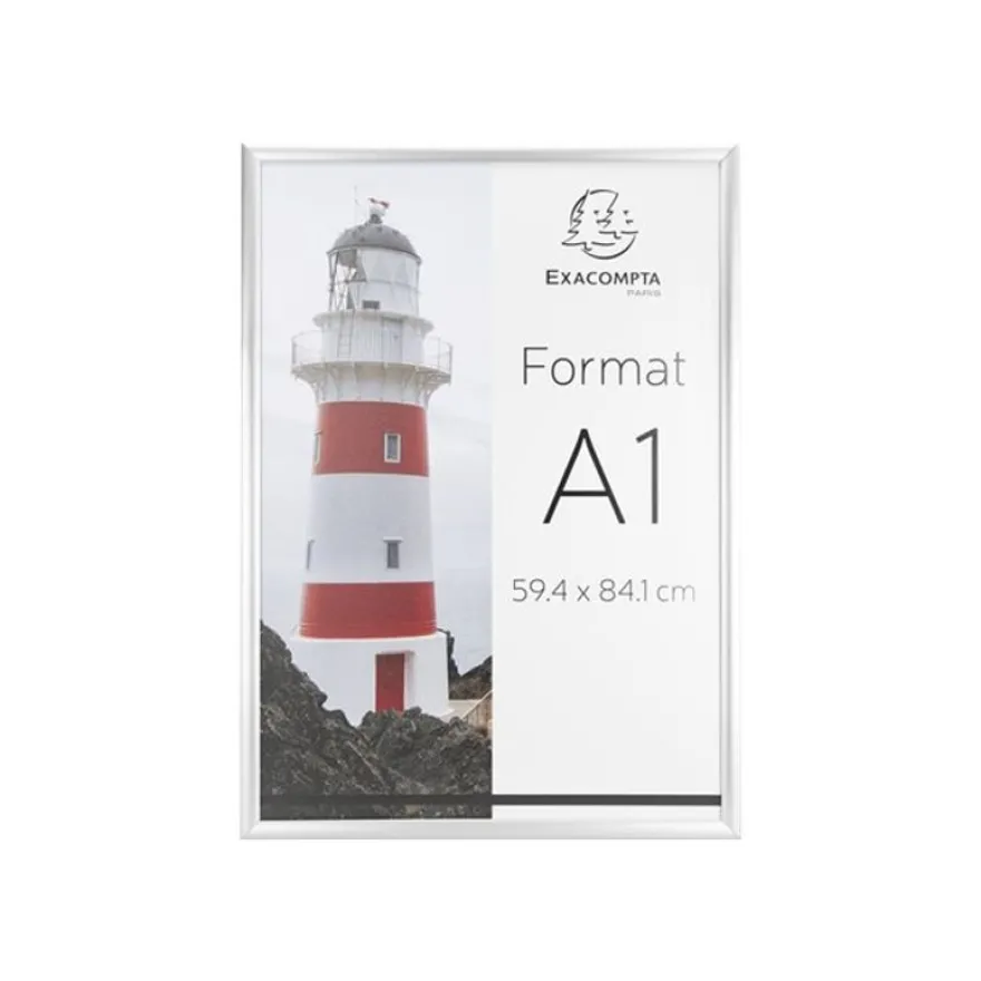 Exacompta Office cadre - Cadre mural clipsable pour A1 - aluminium/cristal