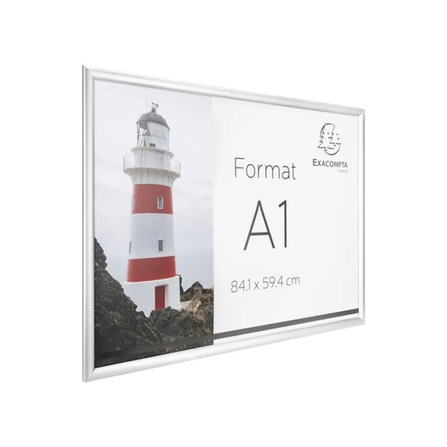 Exacompta Office cadre - Cadre mural clipsable pour A1 - aluminium/cristal