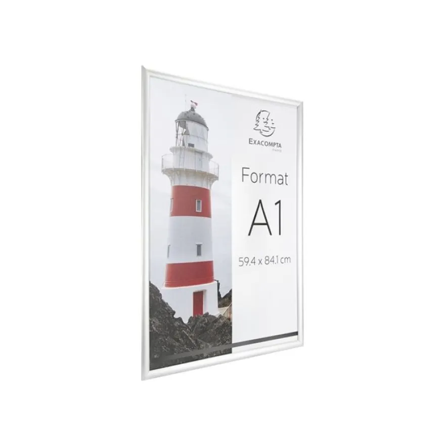 Exacompta Office cadre - Cadre mural clipsable pour A1 - aluminium/cristal