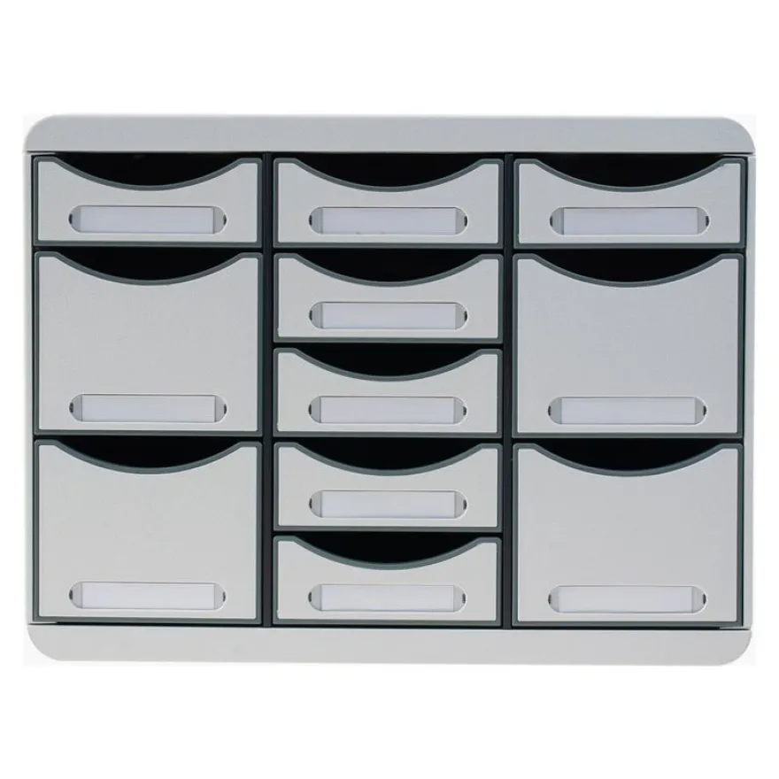 Exacompta Office Store-Box Multi - Module de classement 11 tiroirs - gris clair