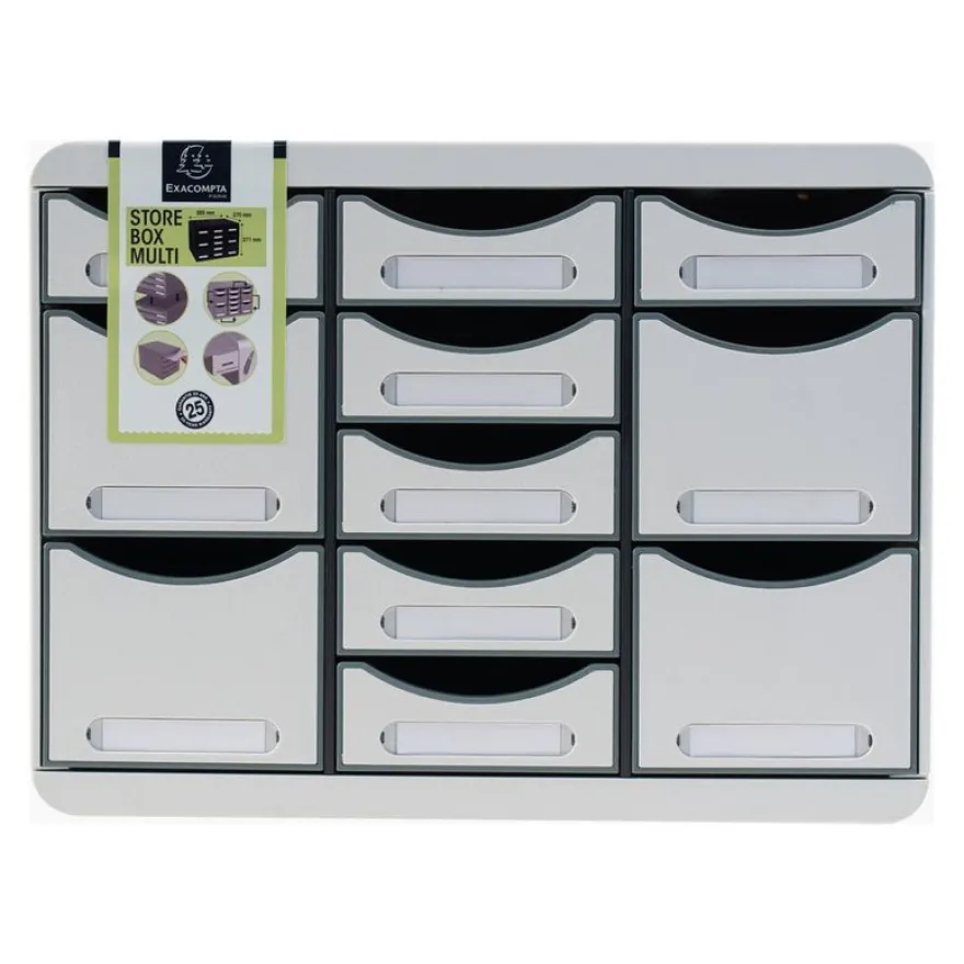 Exacompta Office Store-Box Multi - Module de classement 11 tiroirs - gris clair