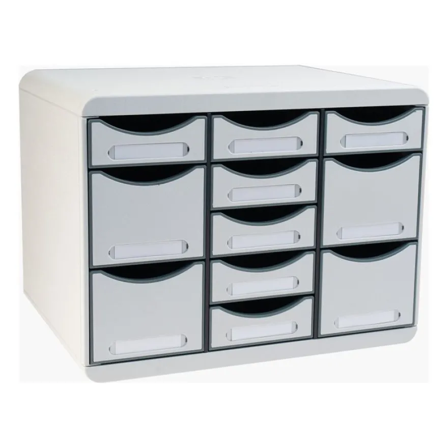 Exacompta Office Store-Box Multi - Module de classement 11 tiroirs - gris clair