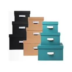 Exacompta OfficeByMe - Lot de 3 boîtes de rangement - bleu canard