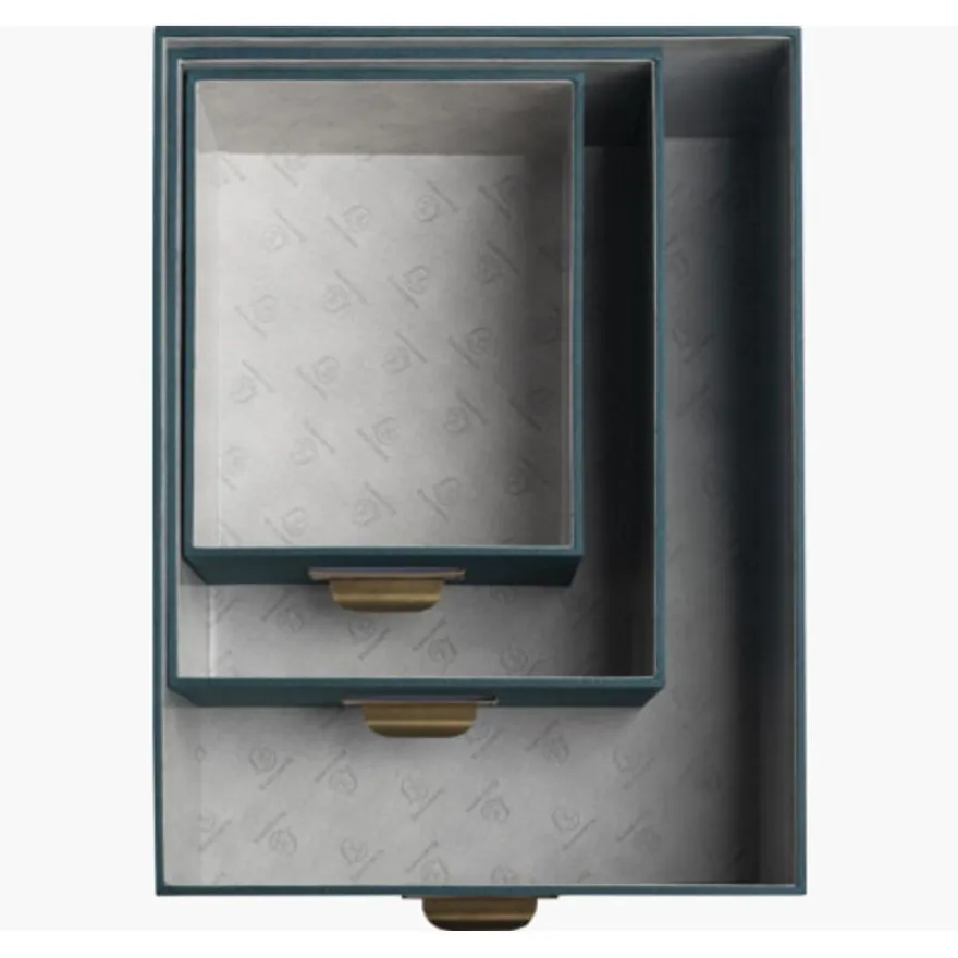 Exacompta OfficeByMe - Lot de 3 boîtes de rangement - bleu canard