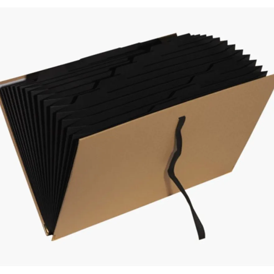 Exacompta OfficeByMe - Trieur extensible 18 compartiments A4 - fermeture à ruban - beige