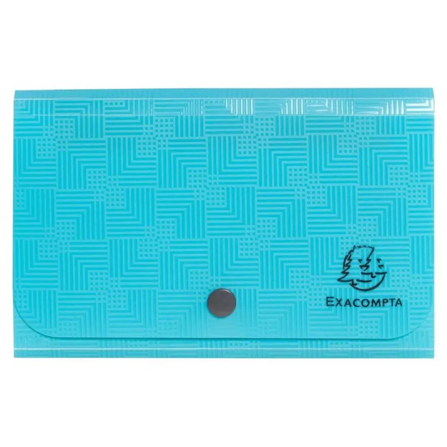 Exacompta Pop'N Co - Trieur à soufflet - 6 compartiments - 180 x 110 mm - à onglets - cyan