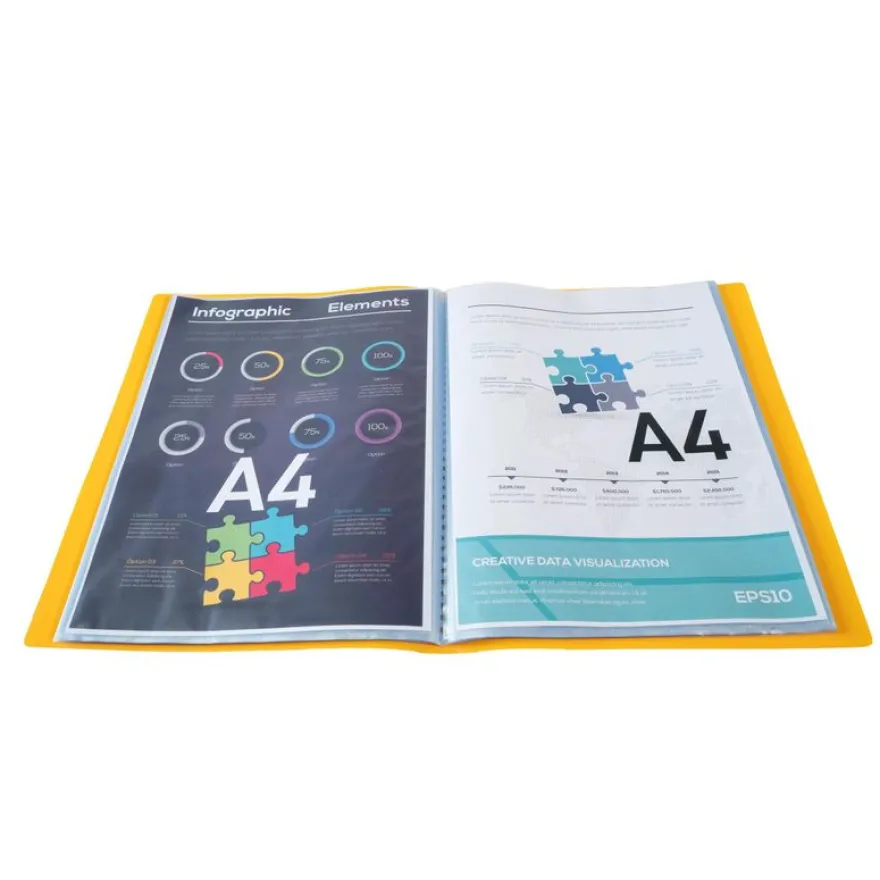 Exacompta Protège-documents A4 Jaune 120 Vues – Polypropylène Souple Opak – Porte-vues Résistant pour Classement