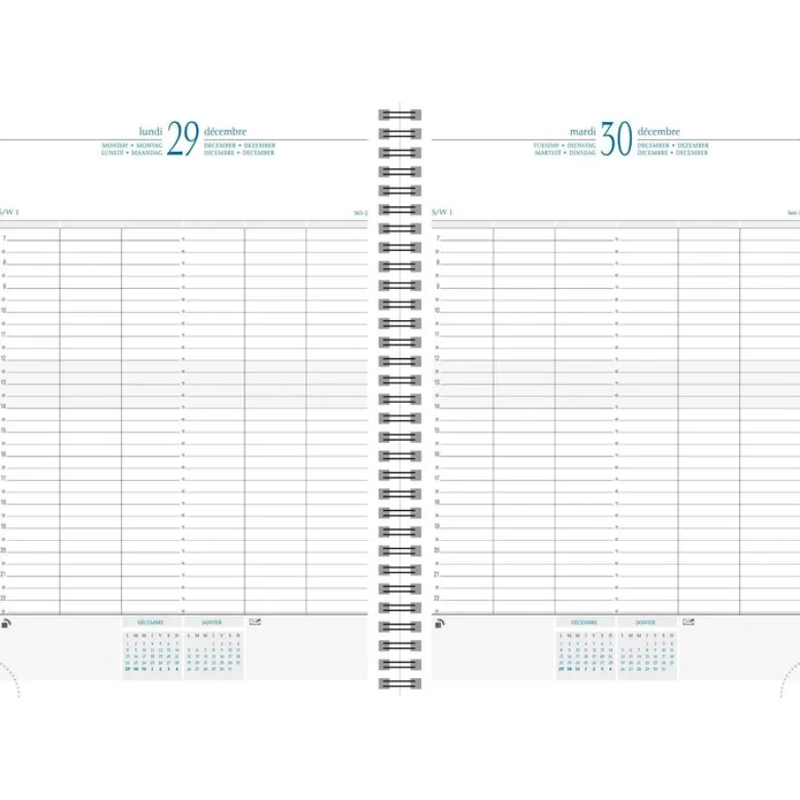 Exacompta Time 29W - 1 jour par page - reliure à anneaux métalliques - bureau - A4 - toilé - bleu